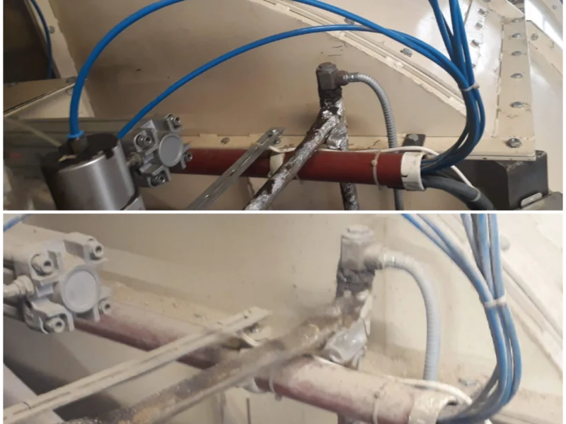 Pneumatische cilinders en leidingen in een productiemachine