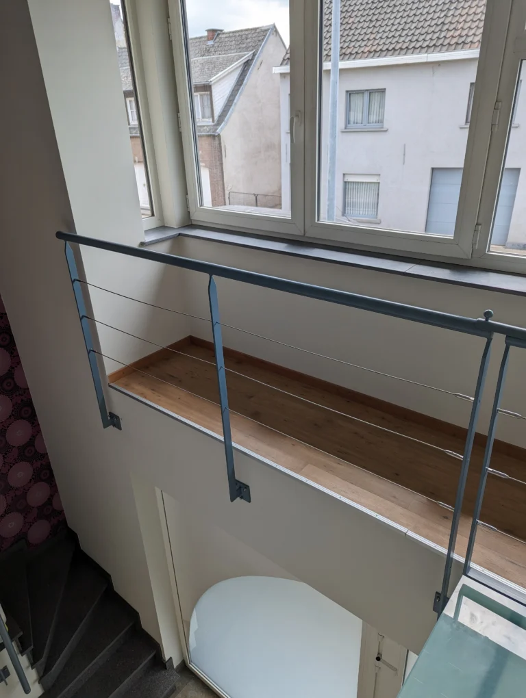 Stalen leuning met inox kabels